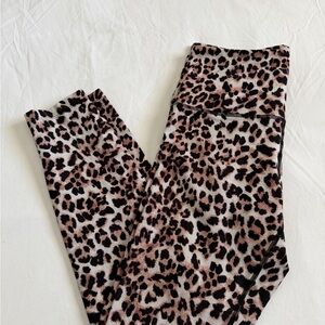 Lorna Jane Leopard Print Leggings - Black and Brown